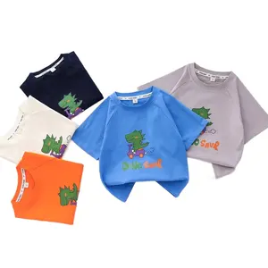 2024 nouvelle Collection d'été mignon petit garçon 1-5 ans enfants coton à manches courtes enfants hauts dessin animé t-shirt