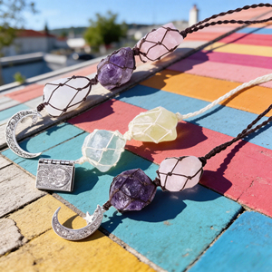 Wholesale High-quality Handmade Woven Crystal Rough Stone Pendant Elegant Bohemian Fashion Jewelry Valentine's Day <b>Gift</b> - Product Image 4