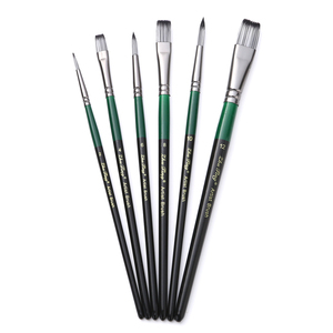 Lot de 6 pinceaux professionnels pour artistes, à pointe plate et angulaire, pour peinture acrylique, huile, <span class=keywords><strong>aquarelle</strong></span>, gouache, poils en nylon - Product Image 1