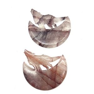 אבני חן טבעיות זאב אש קוורץ גילוף קריסטל מלאכת יד זאב ילל מתנה לקישוט הבית - Product Image 2