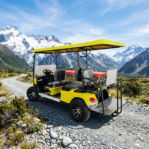 Carrito de Golf Eléctrico Amarillo de 4 Plazas con Techo Abierto, Carro Utilitario a Batería para Transporte en Hoteles y Resorts - Product Image 6