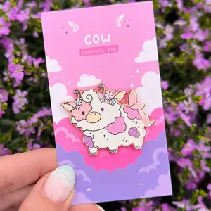 Custom Enamel Lapel Pins Logo Soft Tinplate Badge Custom Design Uv Print Batch Anime Souvenir Cow Custom Enamel Pin
