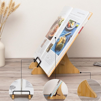 Fabricant de support de livre de cuisine en bambou, support de livre de recettes avec support de page en métal, support de tablette de comptoir OEM