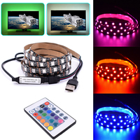 Bande de rétroéclairage TV flexible 5V SMD 5050 1M 2M 3M 4M 5M USB RVB LED bande lumineuse avec télécommande 24 touches