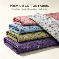 Tissu en denim 100 % coton perforé imprimé, broderie de sequins, tissu de mode personnalisé pour robe, jupe, vêtement femme, 330 GSM – Grande Vente