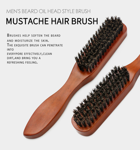 Brosse à barbe en poils <span class=keywords><strong>de</strong></span> sanglier à long manche en bois pour le soin du visage et le massage - Product Image 1