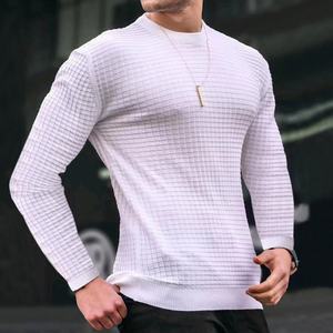 Pull en maille basique à manches longues décontracté pour homme, col rond, haut d'automne et d'hiver, t-shirt en coton - Product Image 5