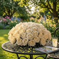Rose artificielle en soie faite à la main de haute qualité, tige unique, pour décoration de mariage et de maison, réaliste et hydratante au toucher