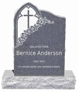 Gothic Cross Carving Tombstone Upright Headstone Black Grey Granite American Style Tombstone And Monument With Gold Paint - Product Image 5