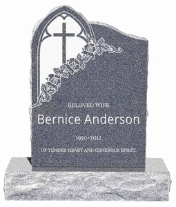 Gothic Cross Carving Tombstone Upright Headstone Black Grey Granite American Style Tombstone And Monument With Gold Paint