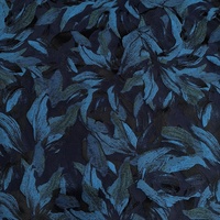 NAIS Nouveau Tissu Jacquard Brocart Personnalisé 100% Polyester Noir Bleu Marine Motifs Abstraits Feuilles en Relief Designer Doux pour Vêtements de Nuit de Mariage