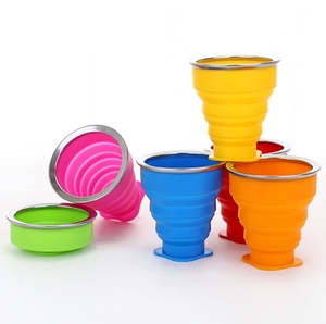 Gobelet de voyage pliable en silicone réutilisable avec couvercle, ensemble de gobelets de sport en silicone de poche pour le camping en plein air - Product Image 4