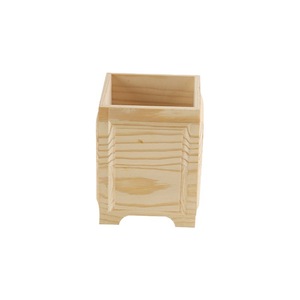 Portalápices de madera de pino, organizador de escritorio con forma cuadrada, caja de almacenamiento para papelería de oficina - Product Image 2