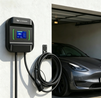 Station de recharge pour voiture 22 kW 32 A, courant réglable, chargeur EV Type 2, station de recharge EV avec application WiFi, IP65, garantie de 2 ans