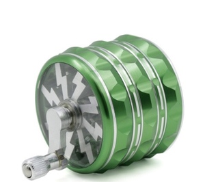 63mm 4 Layer Aluminum <b>Herb</b> <b>Grinder</b> Hand Crank Manual Crusher Round Smoking Accessory with Pollen Scraper - Product Image 3