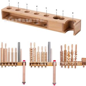 Wooden Rolling Pin <b>Storage</b> Rack <b>Wall</b> Mounted Rectangle <b>Hanging</b> Kitchen Organizer For Dough Stick Tools - Product Image 1