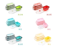 Boîte à lunch écologique en silicone anti-fuite pour enfants, 4 pièces, de qualité alimentaire, empilable, bento portable, anti-fuite, pliable