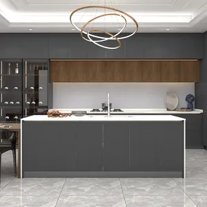 Интегрированный с вытяжкой и варочной панелью модульные кухонные шкафы белый современный кухонный шкаф из нержавеющей стали дизайн кухни JBD