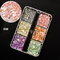 6 Grille Haute Brillance 3D Nail Art Décoration 3D Charmes Couleur Mince Symphonie Tranches De Métal Glitter Abalone Shell Flakes DIY Paillette