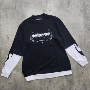 Sudaderas con Capucha de Estilo Urbano, Personalizadas con Impresión Digital, de Seda/Algodón, Largas, con Efecto Desgastado, Estilo Hip Hop, para Hombre - Product Image 1