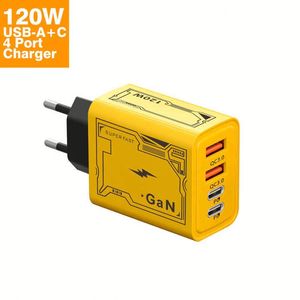 PD 120W Smart Car Charger Dual <b>Type</b>-<b>C</b> & Dual USB Multi-Port <b>Adapter</b> for Fast Mobile Phone Charging - Product Image 3
