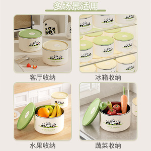 Tazón de Almacenamiento de Alimentos de Acero Inoxidable con Diseño de Panda, Tapa Hermética Redonda, Lonchera Portátil para Oficina y Viajes - Product Image 3