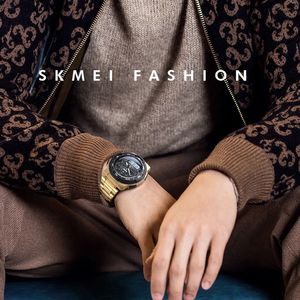 นาฬิกาข้อมือดิจิตอล Skmei 1370 รุ่นใหม่ทันสมัยสำหรับผู้ชาย สายสแตนเลส กันน้ำ 5ATM นาฬิกาสปอร์ตควอตซ์สำหรับผู้ชาย - Product Image 5