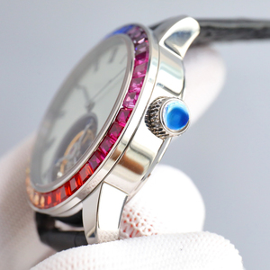 Montre de luxe élégante pour homme, hommage au design emblématique, verre saphir, lunette sertie de pierres précieuses colorées, tourbillon, montre mécanique - Product Image 3