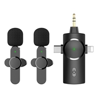 Microphone Lavalier sans Fil 3-en-1 AP031 2,4 GHz avec Réduction de Bruit, Échantillonnage 48 KHz, Autonomie de 8h/20h et Carte Son pour Vidéo