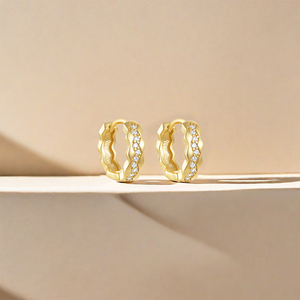 CANNER Simple S925 Sterling <b>Silver</b> Exquisite Geometric Polygonal Bean Ball Wide Polygonal square Zircon <b>huggies</b> Hoop <b>Earrings</b> - Product Image 5