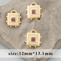 MF19 Lot de 6 pièces en gros, accessoires de bijoux faits à la main en cuivre plaqué or rhodié 18 carats avec zircons, pour la fabrication de pendentifs et de colliers DIY
