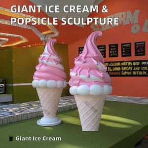 Sculpture géante en résine en forme de cornet de glace fondant, accessoire de décoration, statue de sucette glacée - Product Image 2