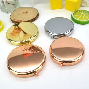 Specchio compatto ingrandimento in metallo per borsa Double-face 1X/2X specchietto per trucco rotondo in plastica specchio cosmetico