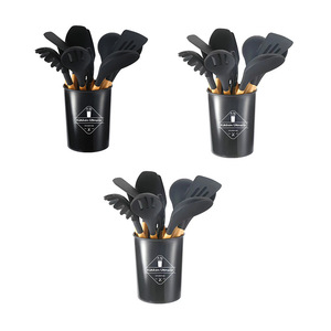12-teiliges Küchenutensilien-Set aus Lebensmittelechtem Silikon, Hitzebeständige Kochgeräte wie Zangen, Spatel und Schöpfkelle mit Halter für Antihaft-Kochgeschirr - Product Image 2