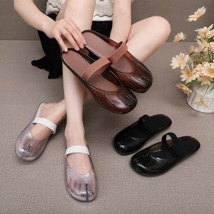Sandal Wanita Model Baru Musim Panas, Nyaman, Bernapas, Flat Mules, Open-toe, PVC Jelly Shoes, <span class=keywords><strong>Strap</strong></span>-over-toe, Sol Lembut - Product Image 2