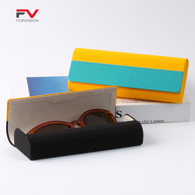 Spectacle Case PU Leather Seamless Joined Different Color Rectangular Storage Box Handmade Eyeglass Case
