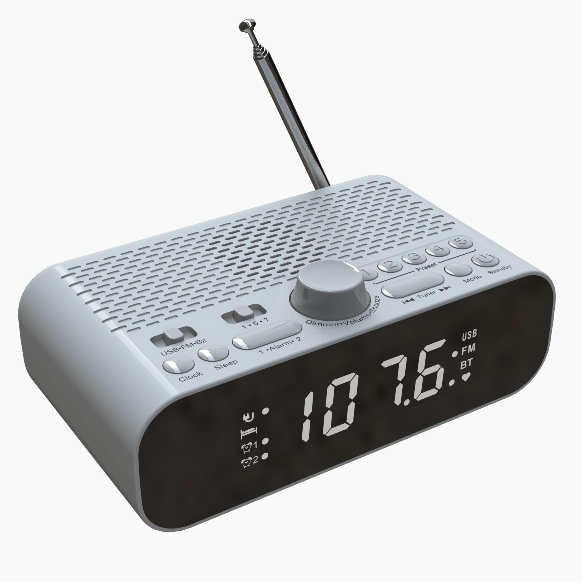 Digital Alarm Clock Radio With AM/FM Radio - Large 1.2" LED Display With Dimmer & Battery Backup