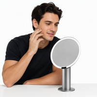 Miroir de Maquillage LED Rond 2025 Nouveau Modèle avec Éclairage d'Appoint pour Coiffeuse de Bureau à Domicile, Rechargeable, Haute Définition, Zhejiang