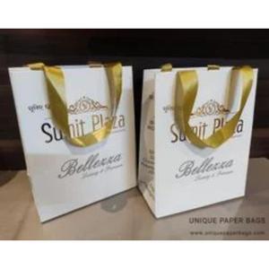 Sumit Plaza Bellessa Luxury Paper <b>Bags</b> With Gold Ribbon Handles Art Paper Standard Flat <b>Bag</b> <b>Gift</b> Craft Use - Product Image 3