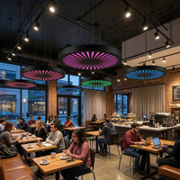 Lámpara Colgante LED Circular Radial RGB con Cambio de Color, de Hierro y Acrílico, con Control Remoto, Iluminación Ambiental para Restaurante, Venta al Por Mayor