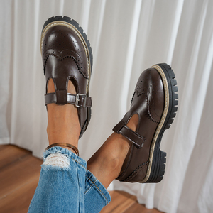 Nuove <span class=keywords><strong>Scarpe</strong></span> Mary Jane Nere da <span class=keywords><strong>Donna</strong></span> 2026 con Plateau, Tacco Grosso, Stile Brogue Traforato, Cinturino con Fibbia, <span class=keywords><strong>Scarpe</strong></span> Casual Eleganti con Suola da 4,5 cm - Product Image 2