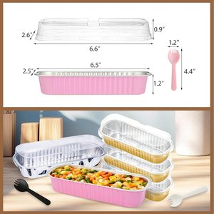 Oven Baking Cake Non-stick Dessert Disposable Rectangle <b>Macarons</b> Foil Tray 200ml Aluminum Bakeware Container Mini Bread Loaf Pan - Product Image 2