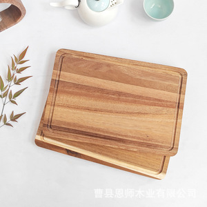 Planche à découper en bois d'acacia rectangulaire, bloc de découpe en bois massif pour la cuisine, usage domestique - Product Image 1