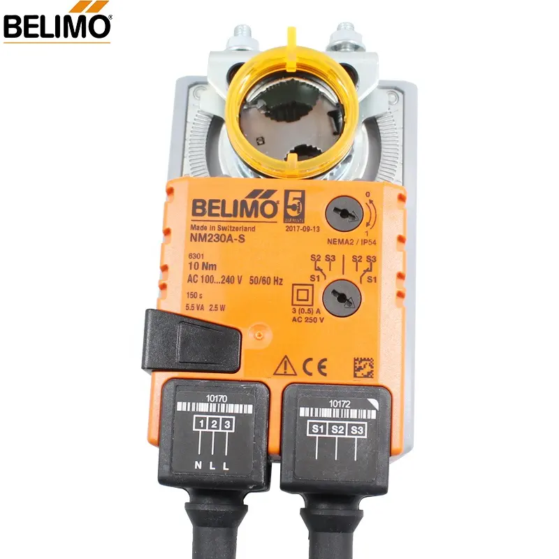 BELIMO-Actuador de amortiguador de NM230A-S para sistema HVAC, con interruptor auxiliar integrado y control por cierre abierto o 3 puntos