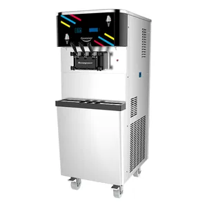 Máquina de helado de servicio suave DW138TC, fabricante de helados de pie, bomba de giro doble, alimentación con refrigeración de tolva