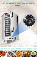 Machine à cuire le riz à la vapeur industrielle, armoire de cuisson à la vapeur commerciale avec chariot