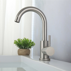 Robinet de lavabo Himans en acier inoxydable 304, monocommande, à poser sur le plan, style moderne, bec rotatif à trou unique pour lavabo - Product Image 2