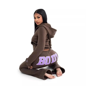 Conjuntos de Dos Piezas con Estampado Gráfico para <span class=keywords><strong>Mujer</strong></span>, Estilo Y2K 2026, <span class=keywords><strong>Ropa</strong></span> Femenina, Sudadera con Cierre y Pantalones Acampanados - Product Image 2