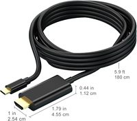 Câble USB-C vers HDTV 4K/1080p de 1,8 m, conducteur plaqué or, paire torsadée en PVC pour moniteur, téléviseur, ordinateur, bureau à domicile et Chromebook