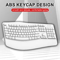 Nouveau clavier ergonomique sans fil USB 2.4G à 104 touches pleine taille avec repose-poignets en ABS, touches ondulées et fonctions multimédias FN